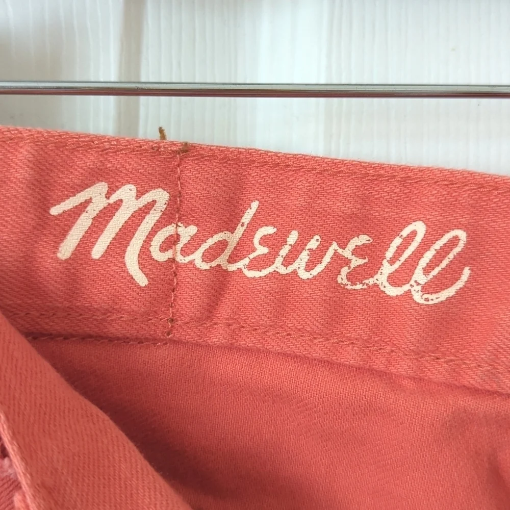 Madewell Classic Relaxed Mid Rise Cut Off Frayed Hem Jean Shorts Coral Pink 26 - Picture 4 of 11